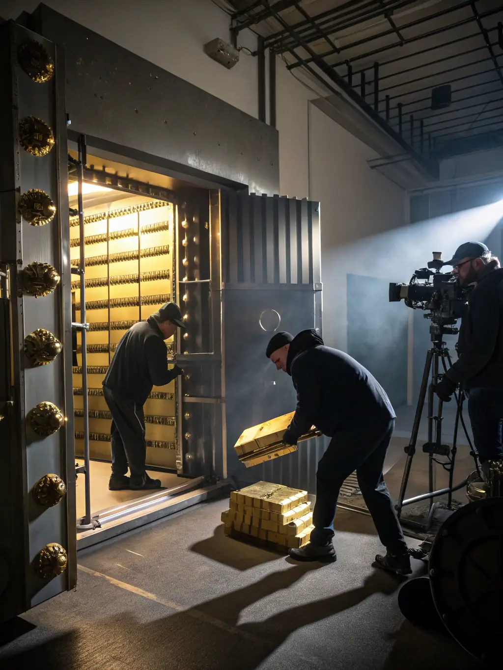 An image of a secure vault with gold bars, emphasizing the security and discretion provided by Ggt Prime for large-scale bullion trading.