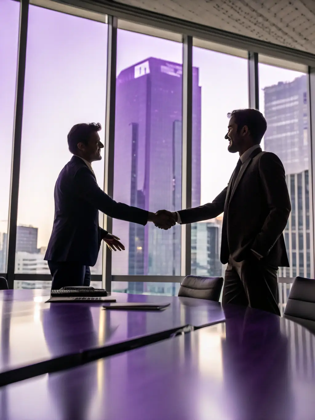 An image of a handshake between two professionals in a modern office setting, symbolizing trust and partnership in bullion trading.